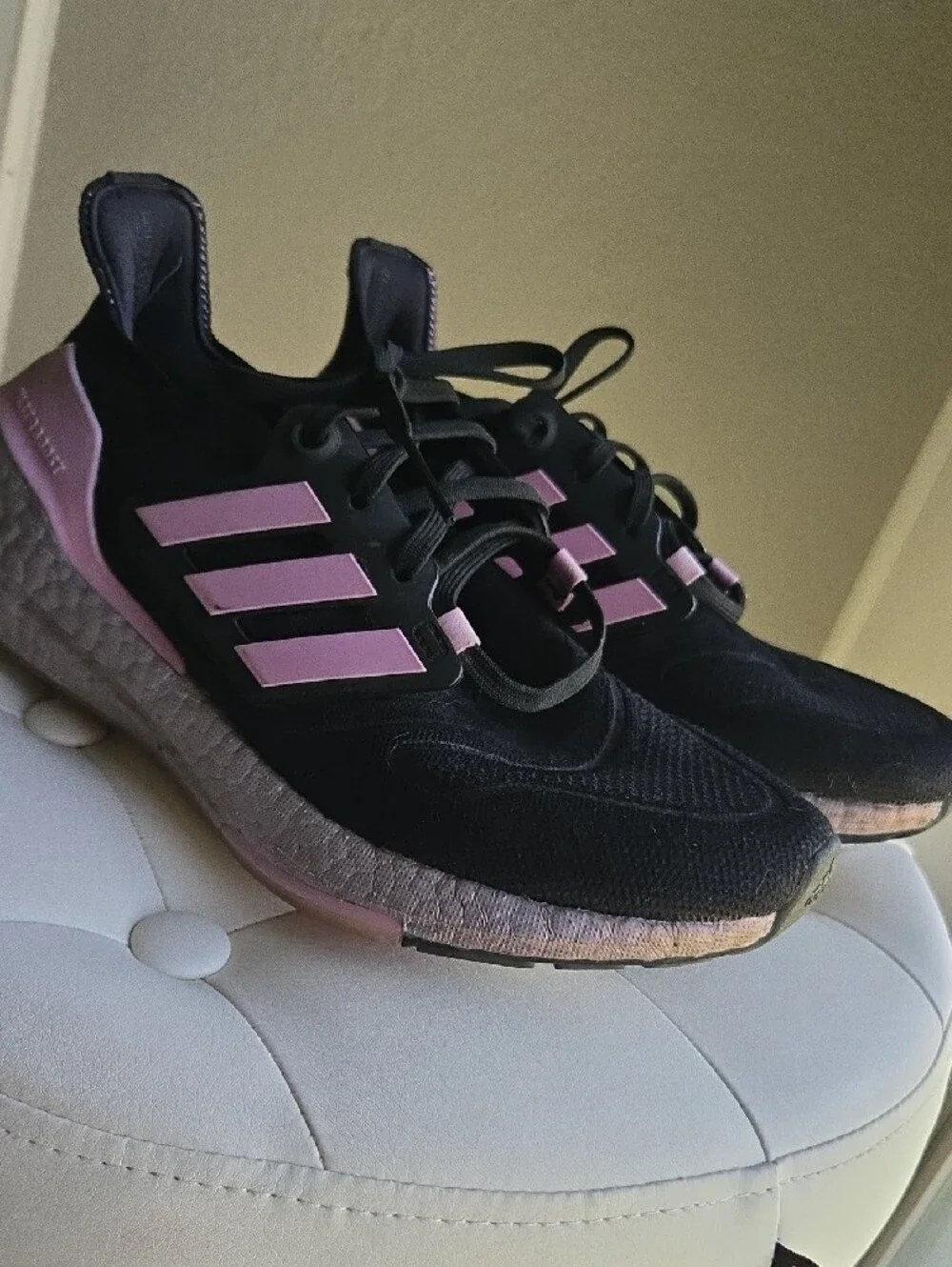 adidas Black and Light Pink Ultraboost Sneakers